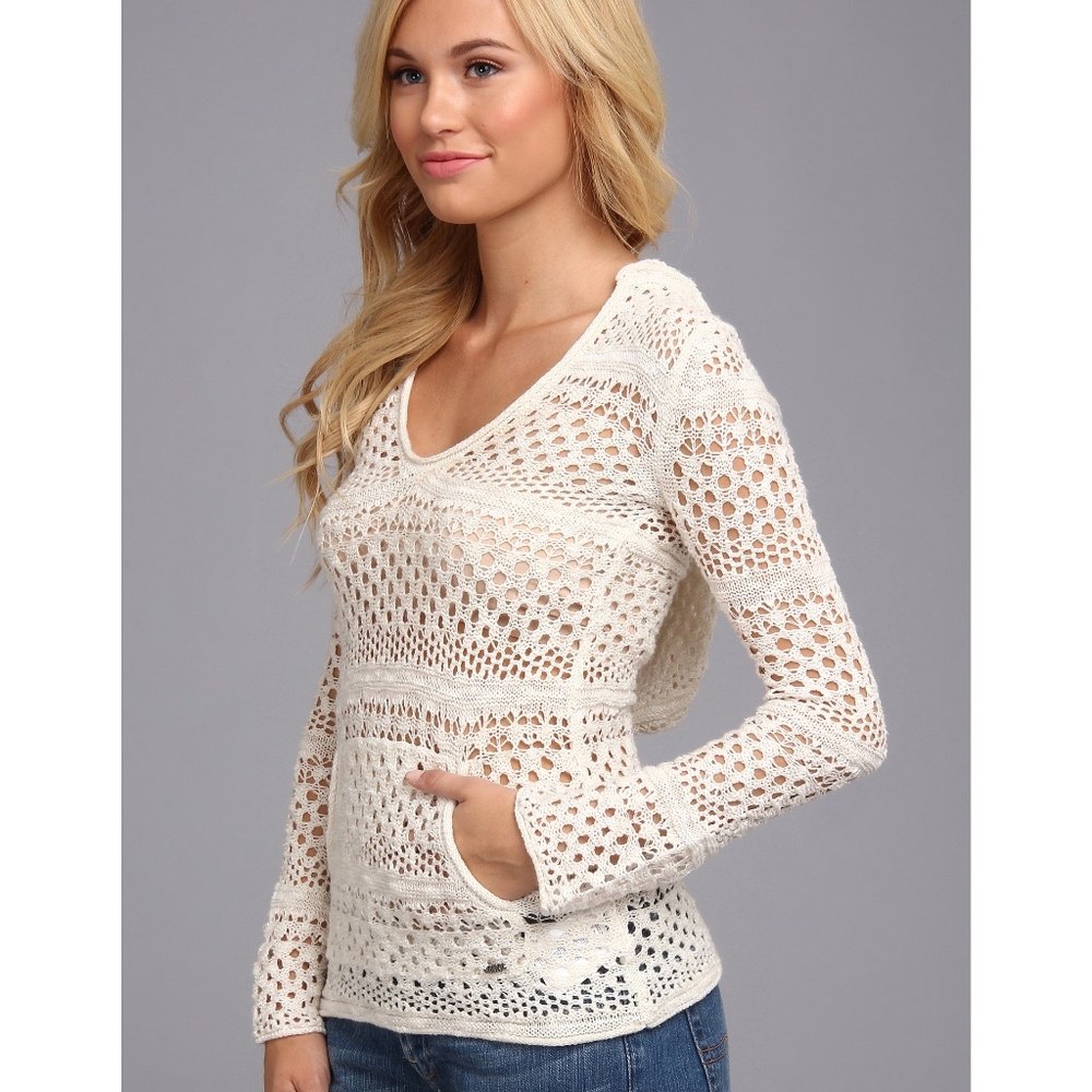 Roxy Hooded Crochet Sweater Pullover